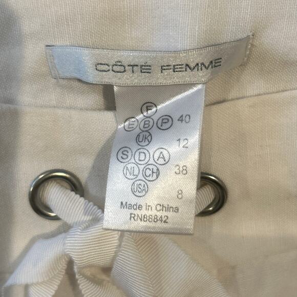 COTE' FEMME VINTAGE 90s Y2K Assymetrical Linen/Viscose Grommet Tie Midi Skirt 8 - Picture 6 of 7